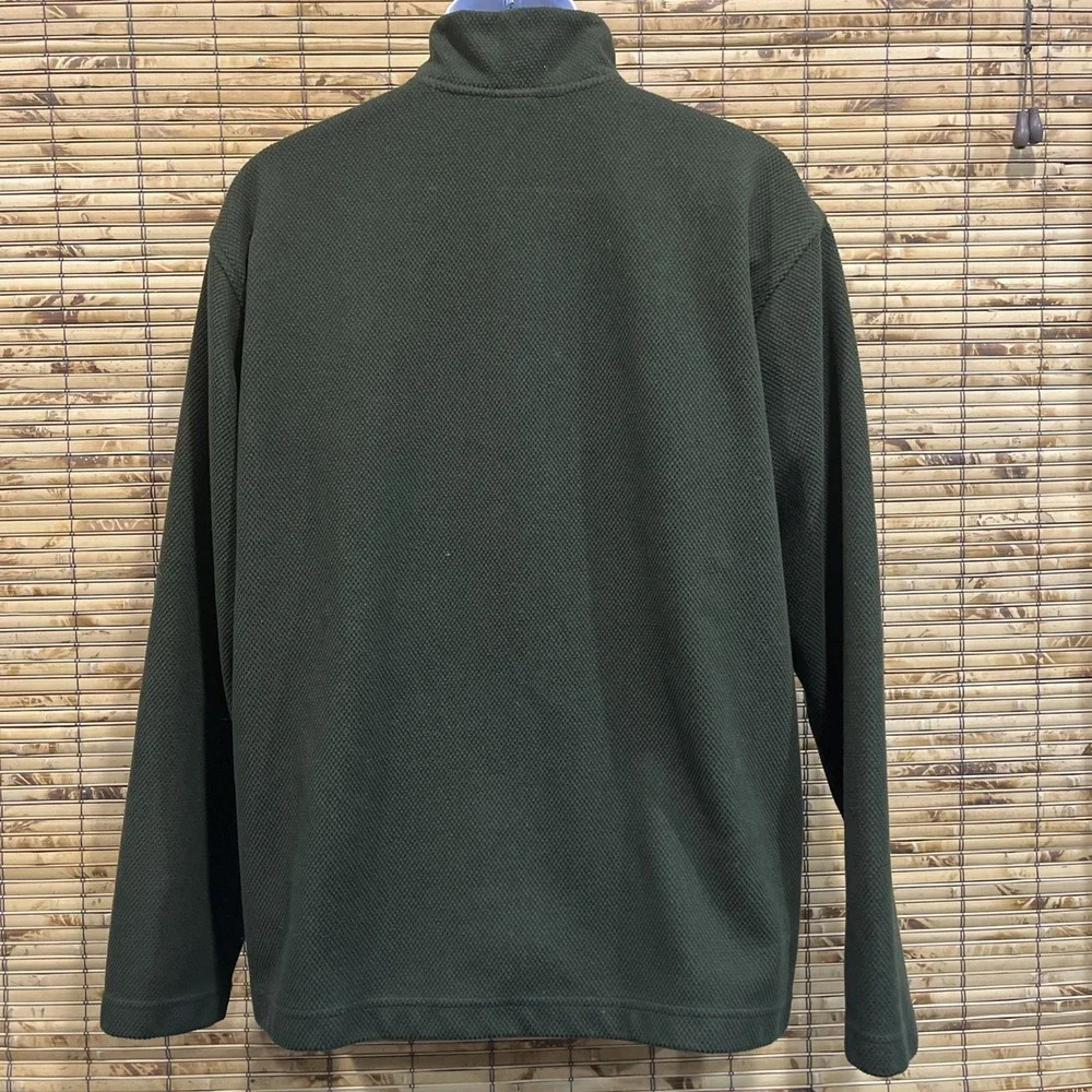 North Face Mens Quarter Zip Pullover‎ Sz L Olive Waffle Knit Mock Thermal Fleece